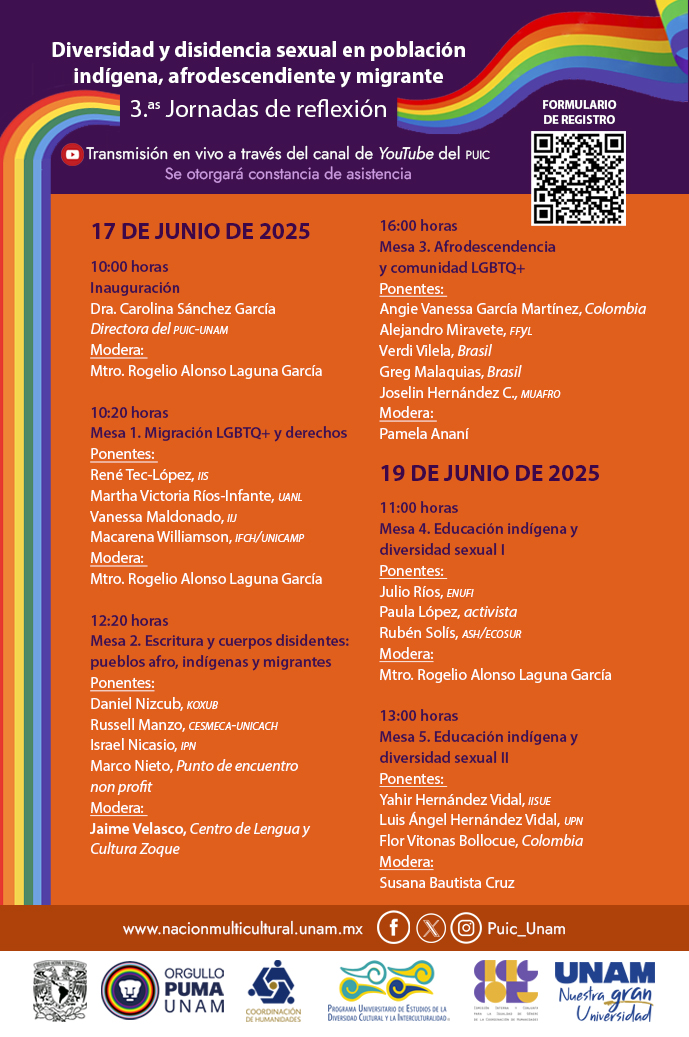 Terceras Jornadas de reflexión: Diversidad y disidencia sexual en población indígena, afrodescendiente y migrante